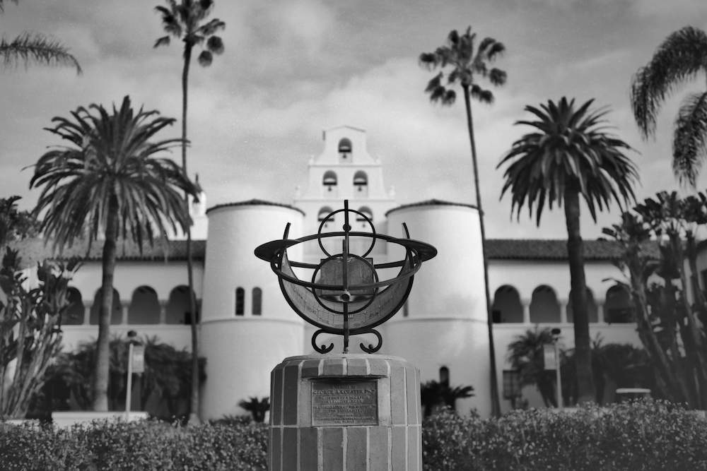 sundial in front of hepner hall